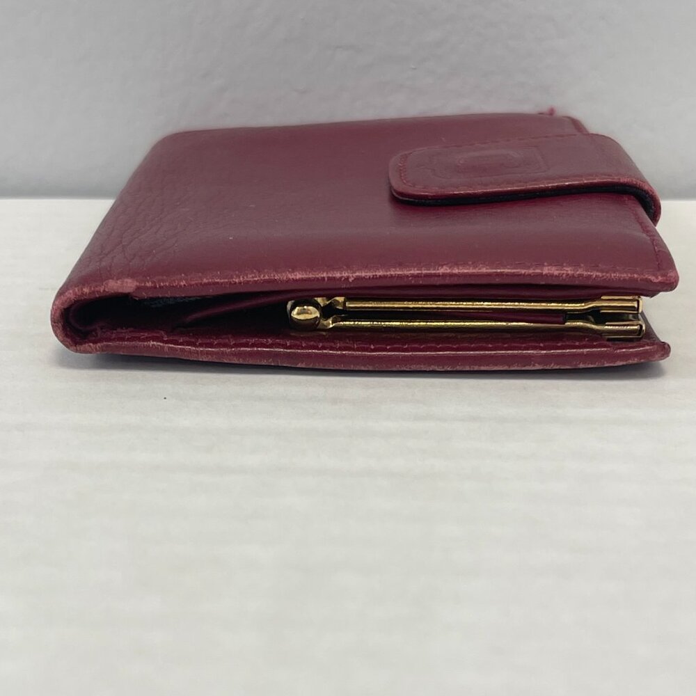 Celine Vintage Bordeaux Compact Wallet w/ Kisslock Coin Compartment - Preowned - Picture 4 of 14
